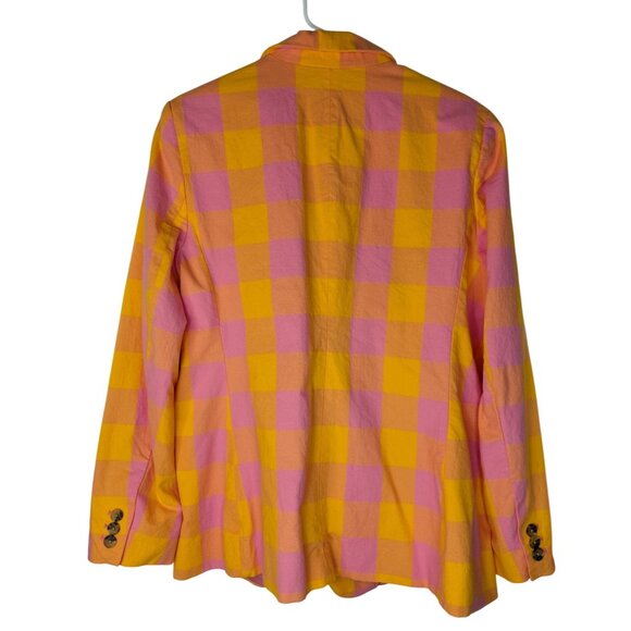 Free Assembly Womens XXL Pink & Yellow Checkered Blazer - Picture 2 of 9